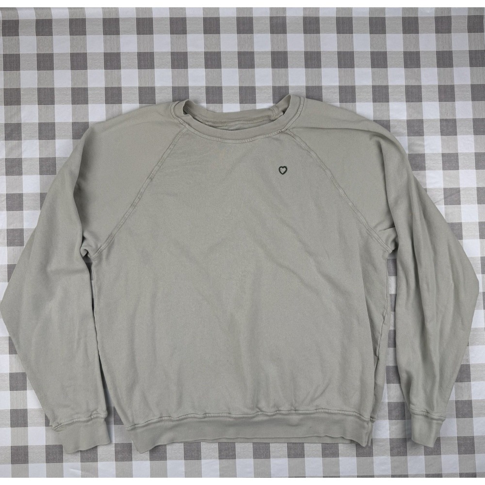 Les Tien Organic Heart Sweatshirt XS Sage Minimal Luxury Lounge